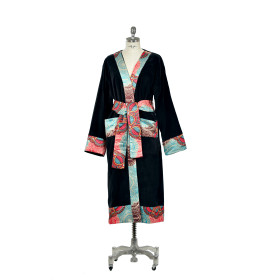 Accappatoio in velour con inserti