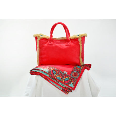 Borsa mare velour con frange