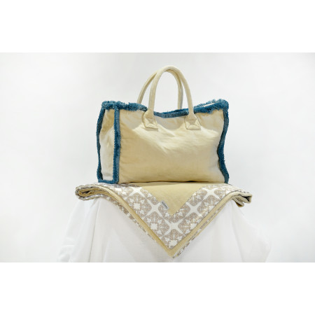 Borsa mare velour con frange