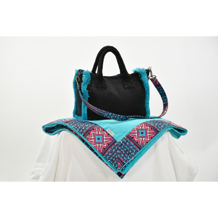 Borsa mare velour con frange