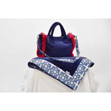 Borsa mare velour con frange