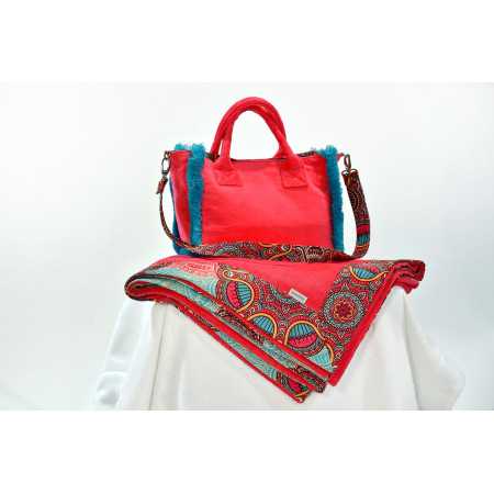 Borsa mare velour con frange